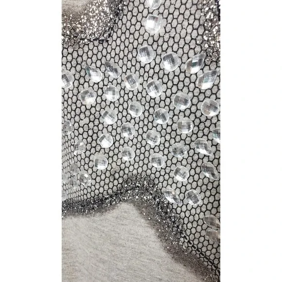 Girls Gray Canyon River Blues Sequins Star Tie Front T Shirt Top Kids XL 18 - Picture 4 of 9